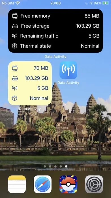 Data Activity Widget Screenshots