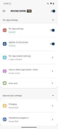 ภาพหน้าจอของ Rotation Control Pro