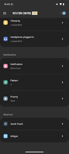 ภาพหน้าจอของ Rotation Control Pro
