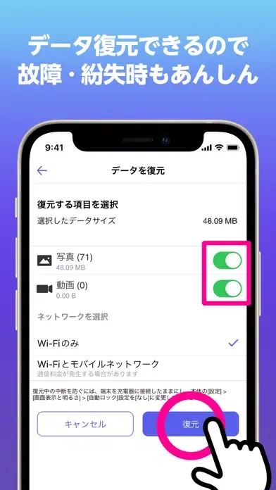 Capturas de tela do あんしんデータボックス