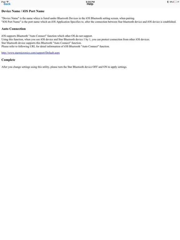 Tangkapan skrin Star Setting Utility iPad 
