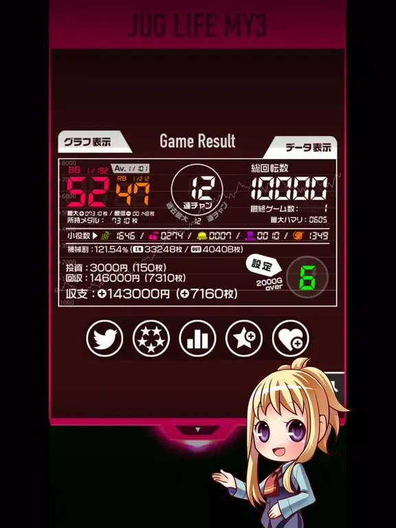 Capturas de tela do パチスロ JUG LIFE - 無料 スロアプリ 小役と収支で設定を判別 iPad 