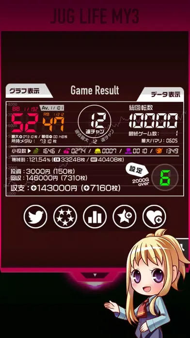 Capturas de tela do パチスロ JUG LIFE - 無料 スロアプリ 小役と収支で設定を判別