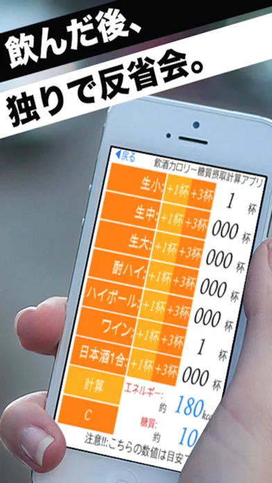 Capturas de tela do 飲酒カロリー糖質摂取計算アプリ - だいえっと 記録 -