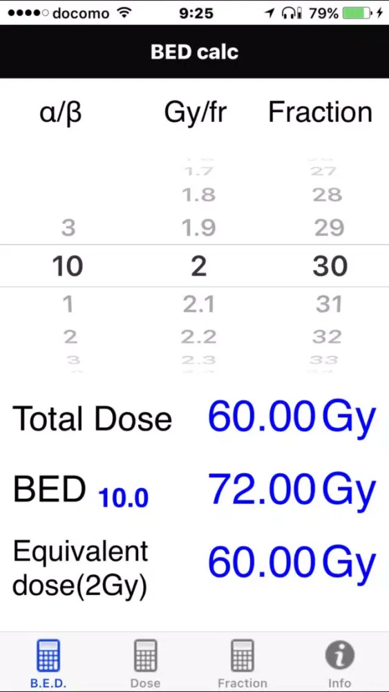 BED calculator : Biological equivalent dose应用截图