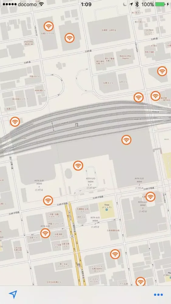 Tangkapan layar Sapporo Wifi Spot Map