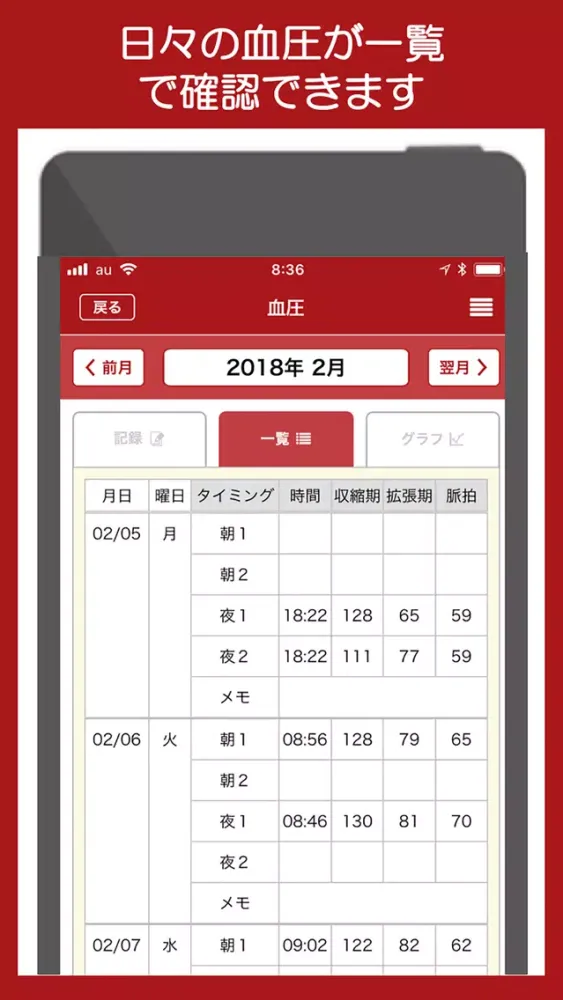 らくらく血圧日記 Screenshots