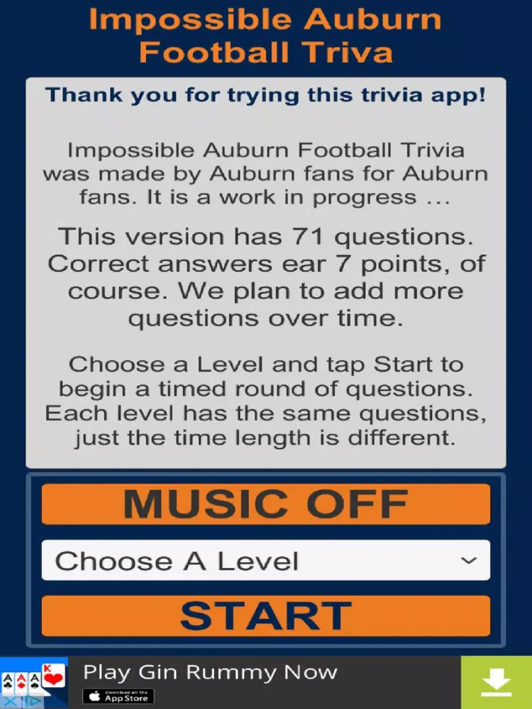 Capturas de tela do Impossible Auburn Football Trivia iPad 