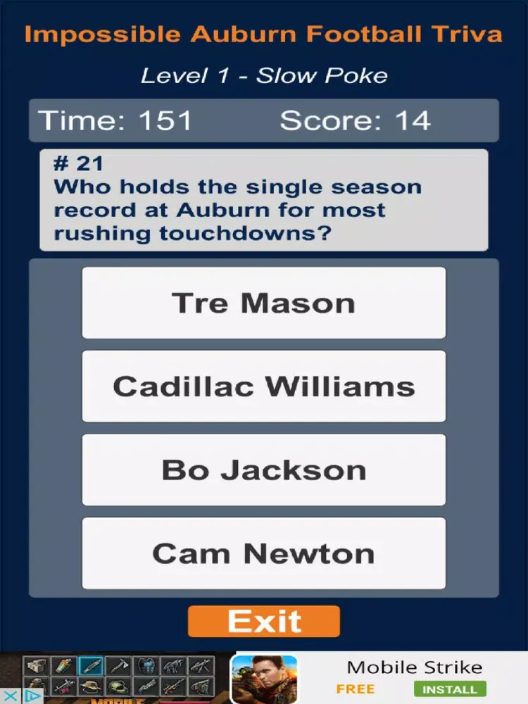 Capturas de tela do Impossible Auburn Football Trivia iPad 