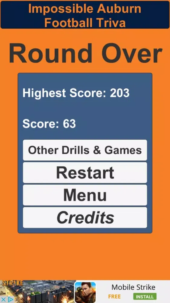 Capturas de tela do Impossible Auburn Football Trivia