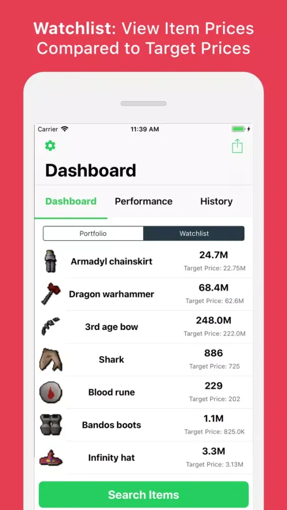 Tangkapan layar Trade - RuneScape Portfolio RS