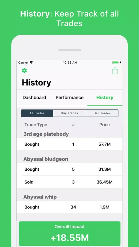 Tangkapan layar Trade - RuneScape Portfolio RS