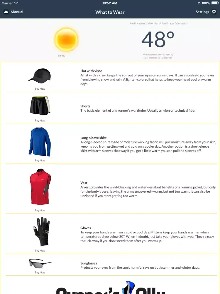 What Should I Wear Running iPad 应用截图