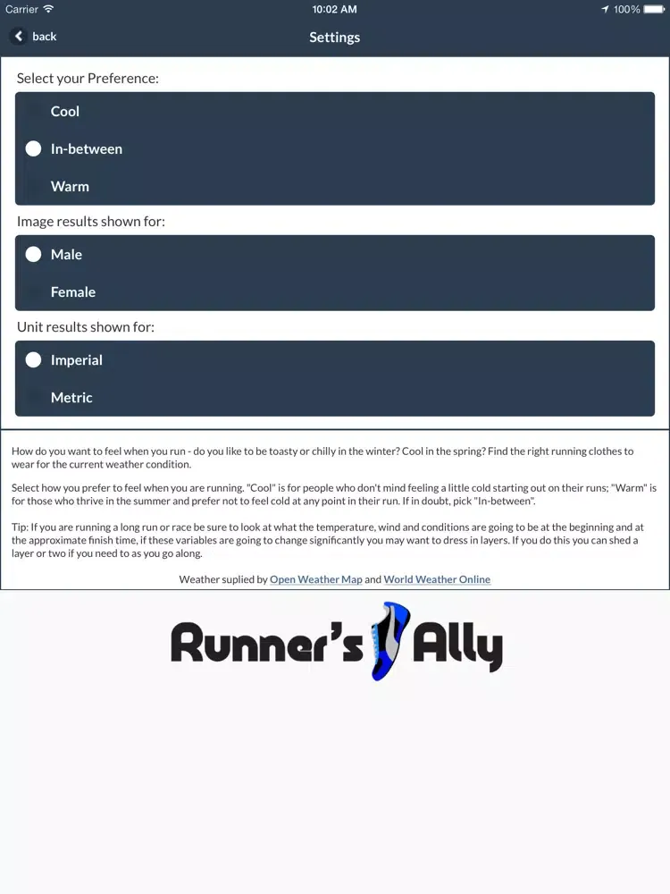 What Should I Wear Running iPad 应用截图