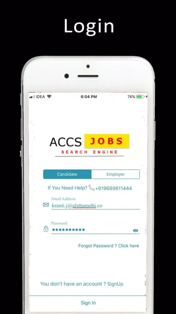 Capturas de tela do ACCS Jobs Search Engine