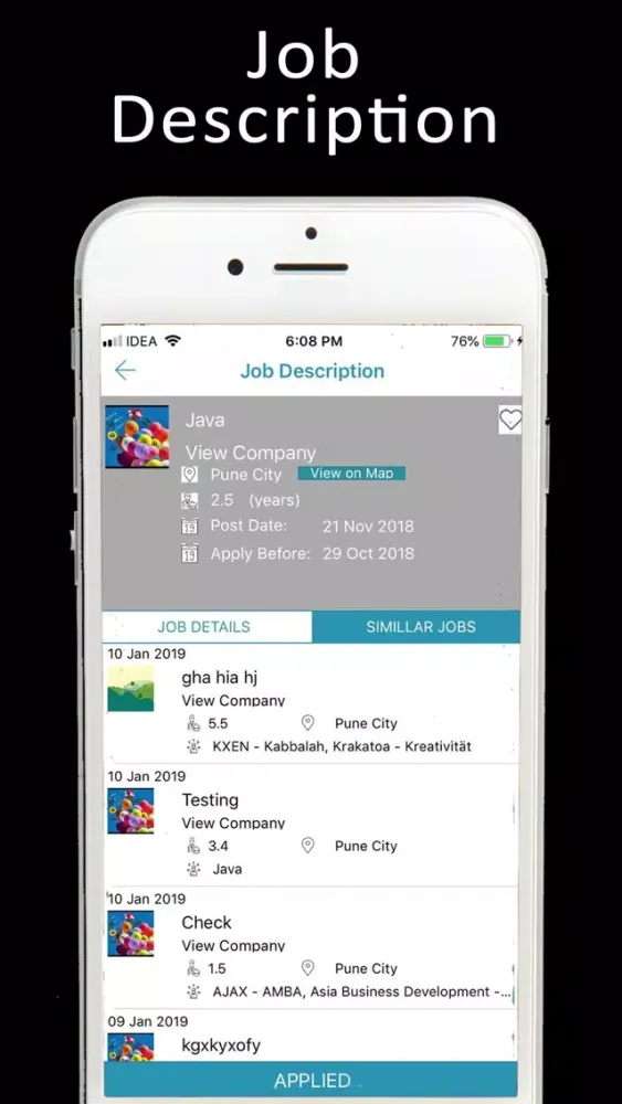 Capturas de tela do ACCS Jobs Search Engine