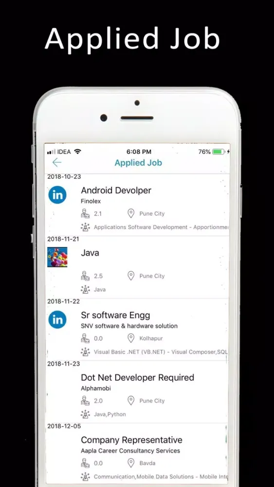 Capturas de tela do ACCS Jobs Search Engine
