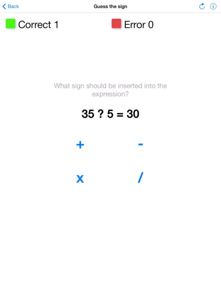 Tangkapan skrin Math Trainer Free - games for development the ability of the mental arithmetic: quick counting, inequalities, guess the sign, solve equation iPad 