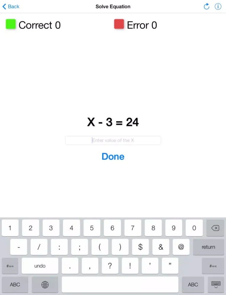 Tangkapan skrin Math Trainer Free - games for development the ability of the mental arithmetic: quick counting, inequalities, guess the sign, solve equation iPad 