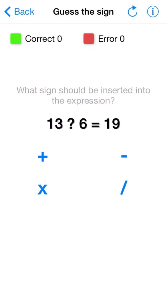 Tangkapan skrin Math Trainer Free - games for development the ability of the mental arithmetic: quick counting, inequalities, guess the sign, solve equation