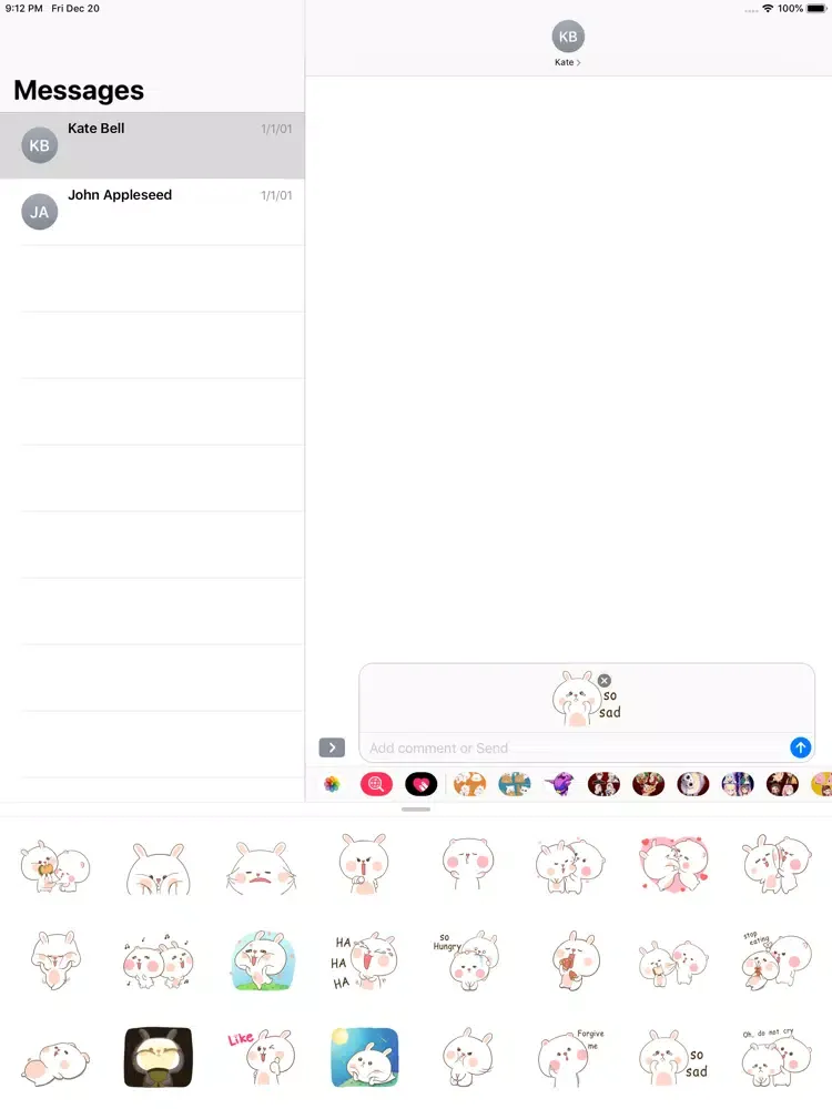Puffy Bear and Rabbit Stickers iPad  Screenshots