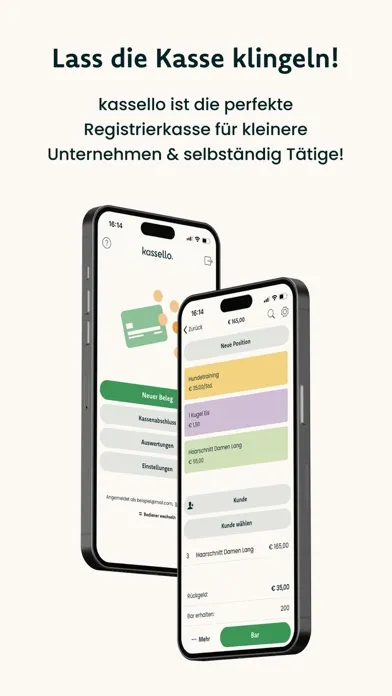 kassello Registrierkasse Screenshots