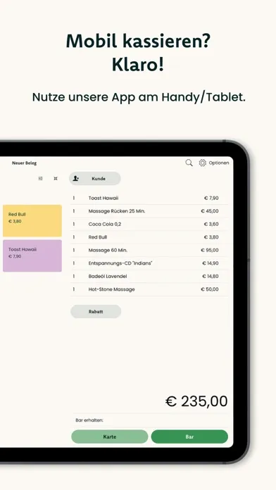 kassello Registrierkasse Screenshots