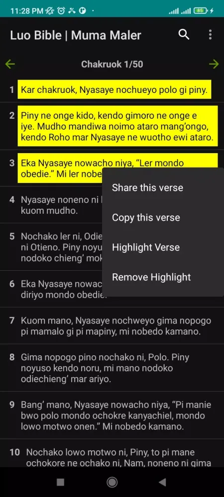 Tangkapan layar Luo Bible - Muma Maler