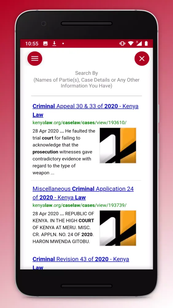 Captures d'écran de Kenya Law