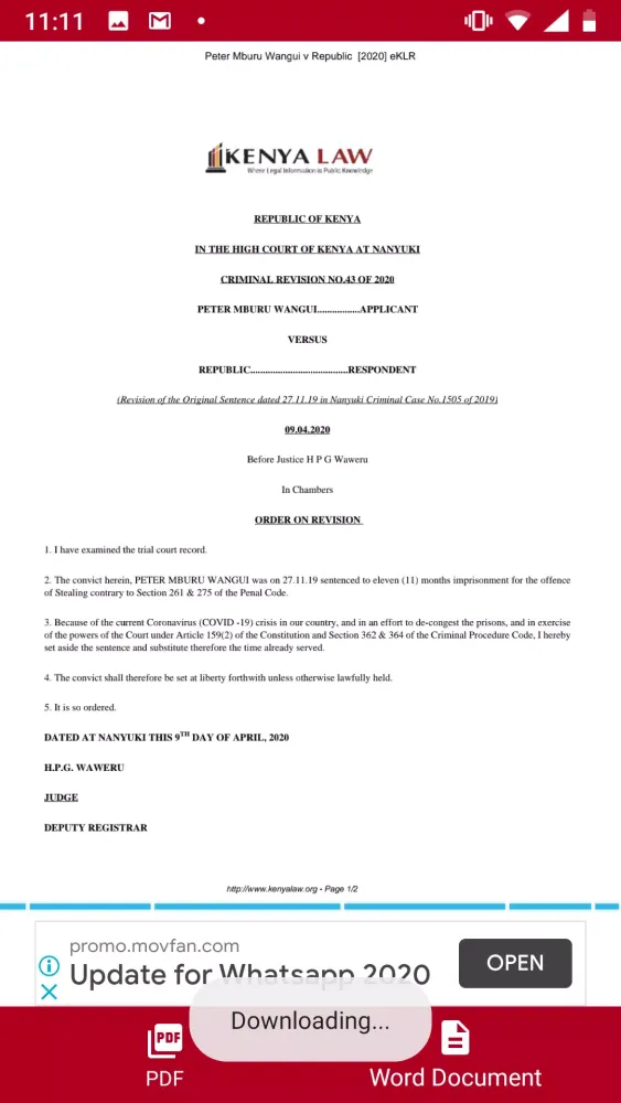 Captures d'écran de Kenya Law