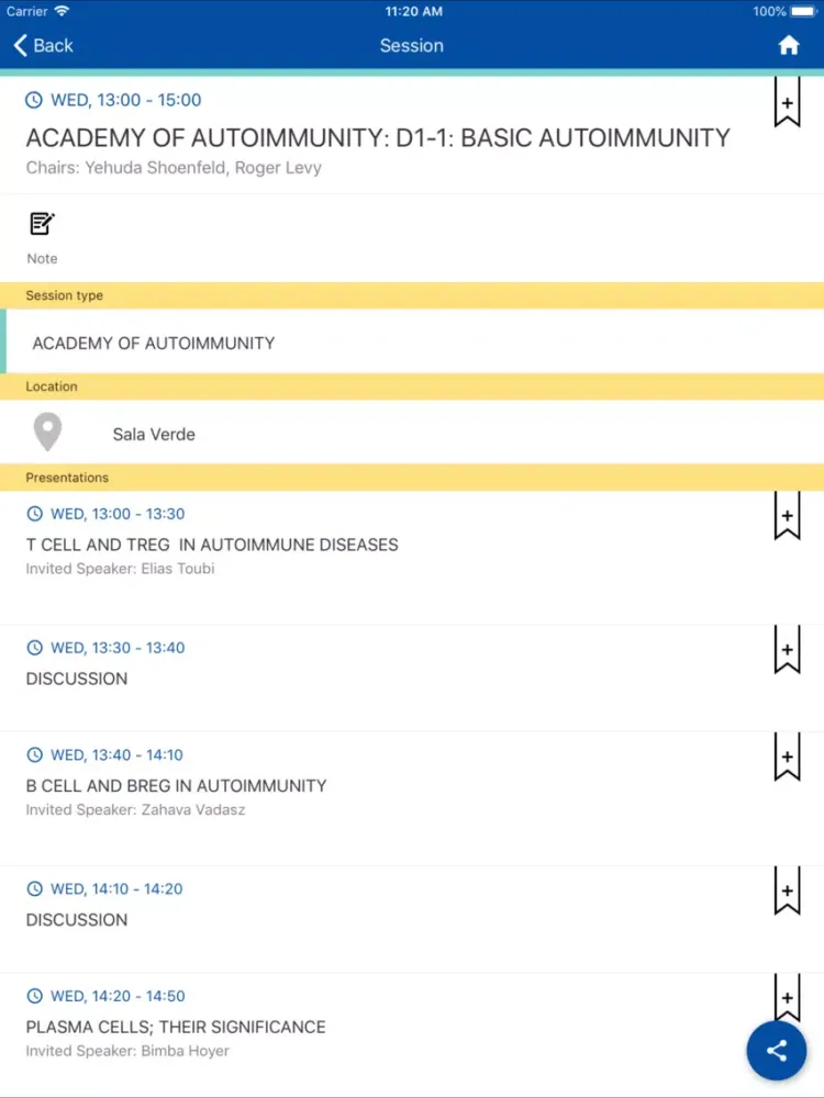 Tangkapan skrin CORA Congress 2019 iPad 