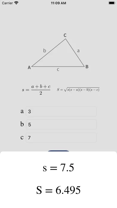 Heron's Formula Calculator应用截图