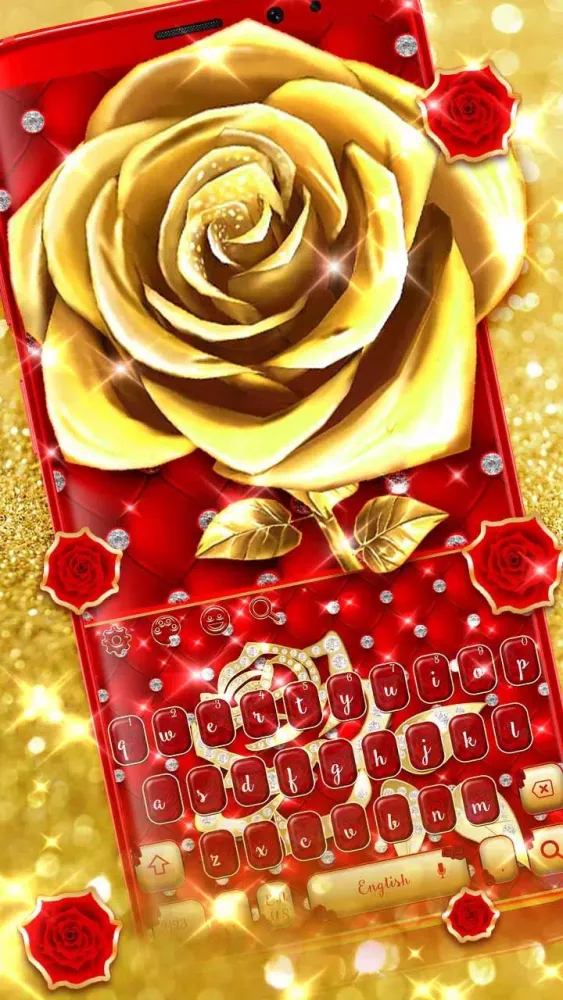 Diamond Gold Rose Keyboard应用截图