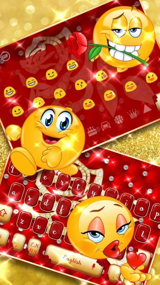 Diamond Gold Rose Keyboard应用截图