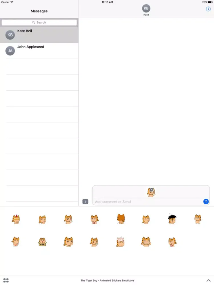 Tangkapan skrin The Tiger Boy - Animated Stickers Emoticons iPad 