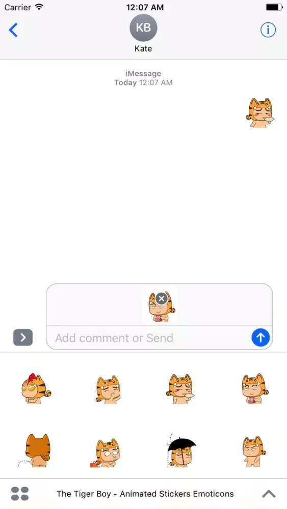 Tangkapan skrin The Tiger Boy - Animated Stickers Emoticons