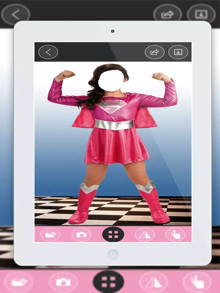 Kids Super Girl Suit New- New Photo Montage With Own Photo Or Camera iPad 应用截图
