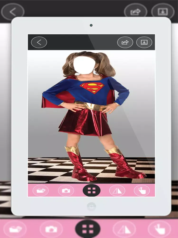 Kids Super Girl Suit New- New Photo Montage With Own Photo Or Camera iPad 应用截图