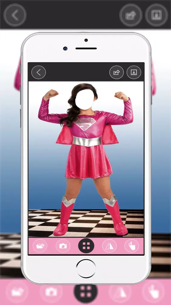 Kids Super Girl Suit New- New Photo Montage With Own Photo Or Camera应用截图