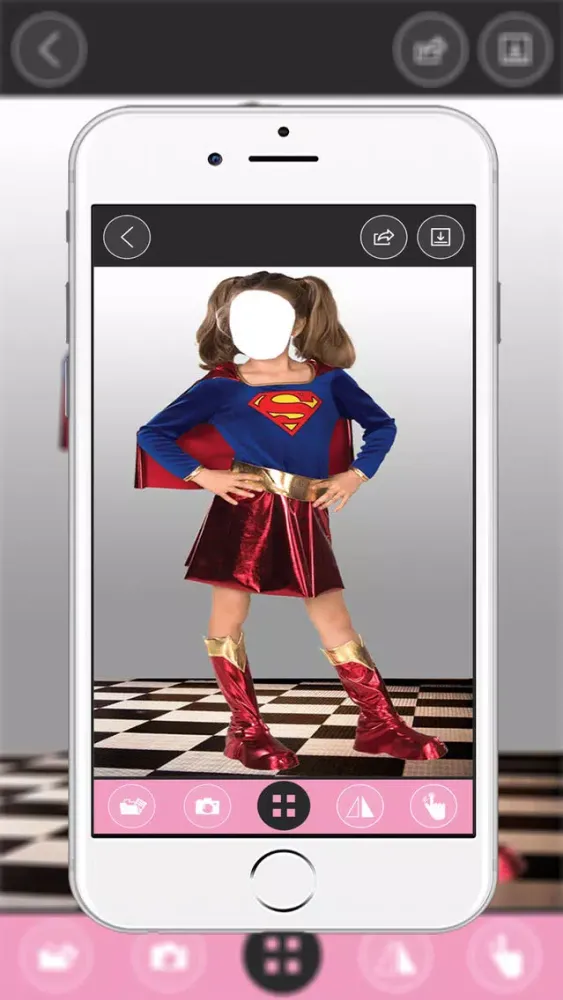 Kids Super Girl Suit New- New Photo Montage With Own Photo Or Camera应用截图