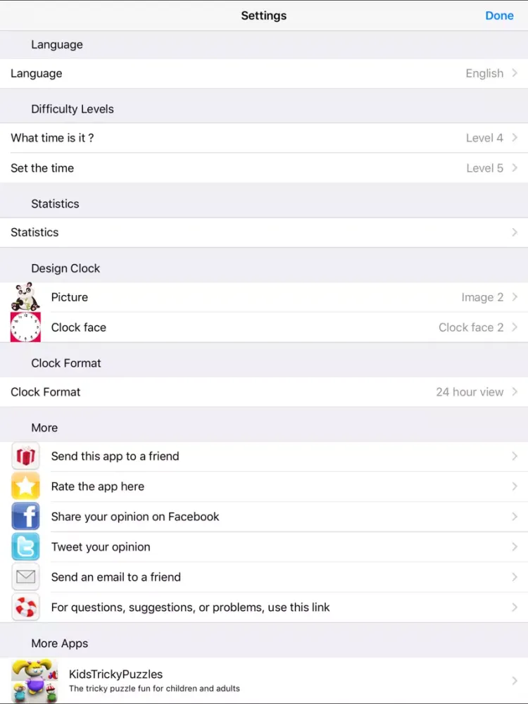 KidsClocks iPad  स्क्रीनशॉट