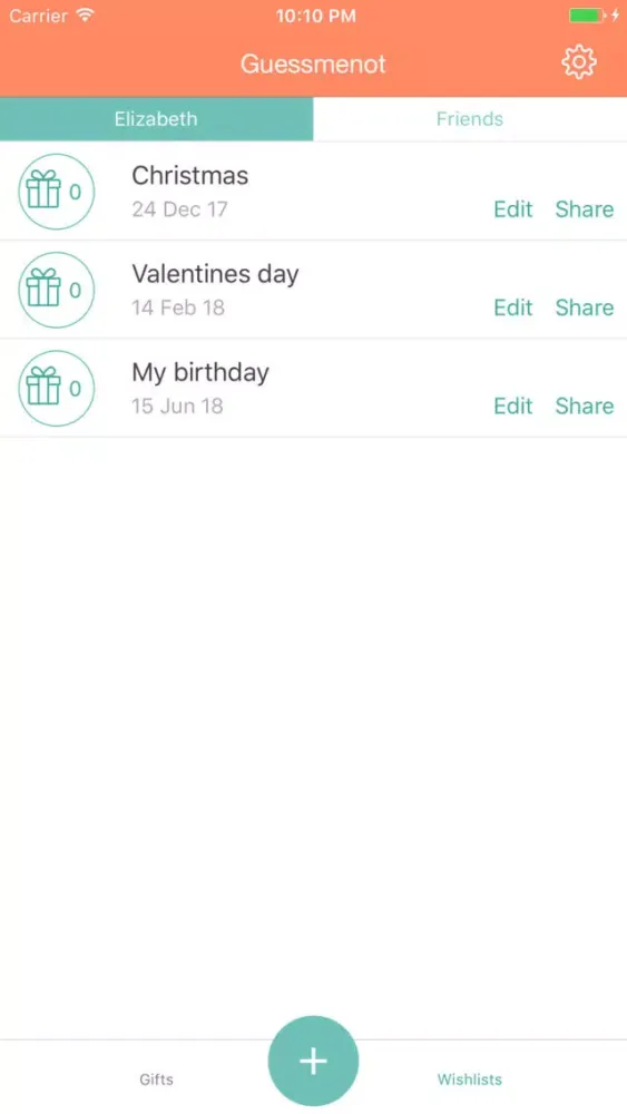 Tangkapan layar Guessmenot - gifting made easy