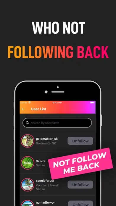 Unfollow for Followers Screenshots