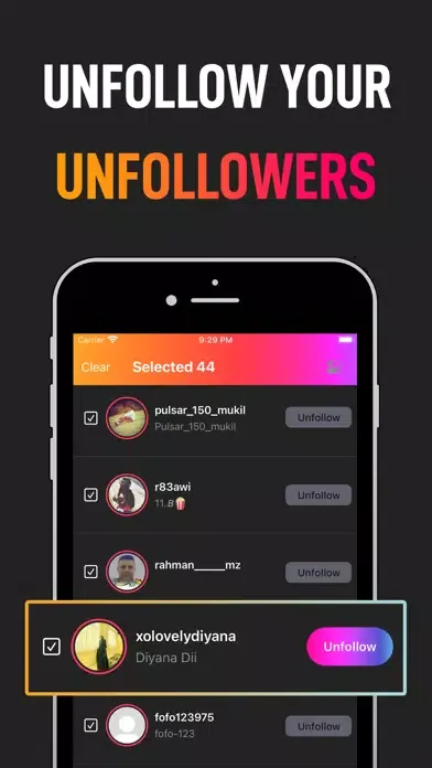 Unfollow for Followers Screenshots