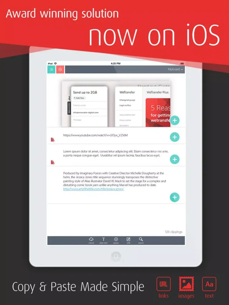 Tangkapan skrin Klipboard - Intelligent Copy & Paste Clipboard iPad 