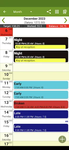 Capturas de tela do Shift Work Calendar - FlexR