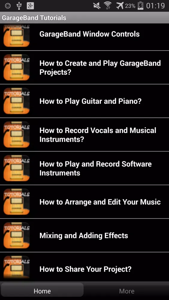 Capturas de pantalla de GarageBand Tutorials