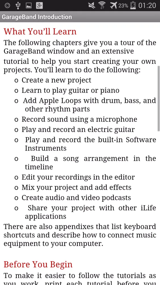 Capturas de pantalla de GarageBand Tutorials