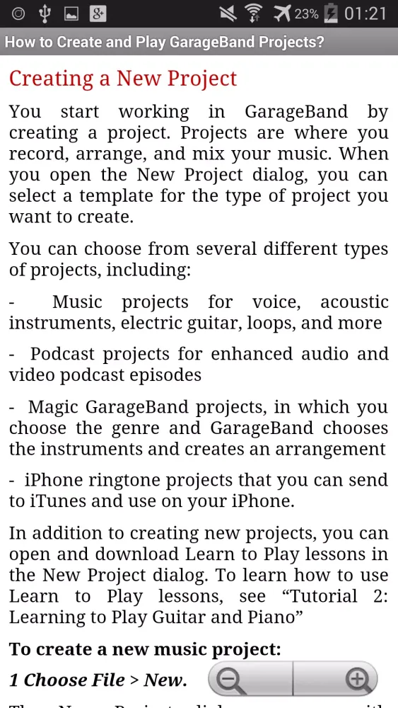 Capturas de pantalla de GarageBand Tutorials