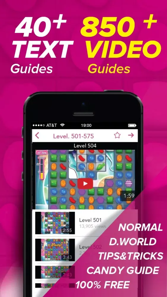 Captures d'écran de Guide for Candy Crush Saga - 850+ Video Guide, 40+ Text Guide! (Unofficial)